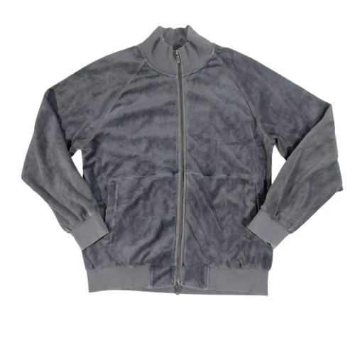 Chaqueta deportiva de lujo Zegna de terciopelo gris cremallera completa talla M mediana atlética preppy Foto 2 de 4