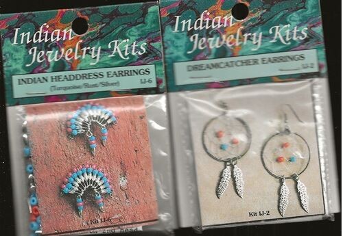2 Sets Of Indian Jewelry Kits - Dreamcatcher & Indian Headdress EARRINGS!! - Picture 1 of 1