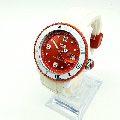 ICE WATCH Sili Forever Unisexuhr - weißes Silikonarmband rotes Zifferblatt neue Batterie