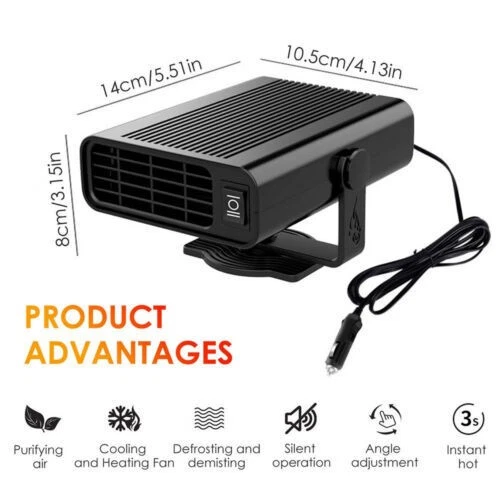 Calentador de coche soplador de aire calefacción descongelador desempañador parabrisas de invierno 150 W Foto 2 de 4