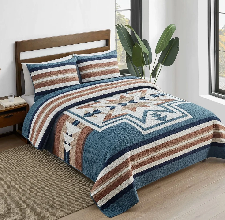 Juego de edredón y farsa reversible Pendleton King Silver City, 100 % algodón, nuevo con etiquetas Foto 2 de 4