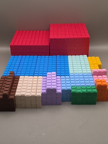 Math U See Manipulative  Blocks 227 Pcs &  14 Red Bases- Homeschool Teacher