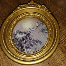 Vtg Bird Print in Ornate Gold Frame Homco Wall Decor Art