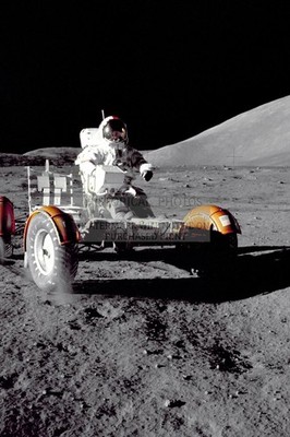 CERNAN DRIVING LUNAR ROVER AT TAURUS LITTROW 1972 4X6 PHOTO