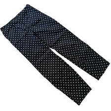 Vintage Carlisle Cotton Black  White Polka Dots Side Zip Ankle Pants Wm Med EUC