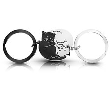 2pcs Couple Matching Cat Keychain Gifts for Boyfriend Girlfriend, Best Friend