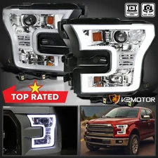 Fits 2015-2017 Ford F150 Truck LED Tube Projector Headlights Headlamps 15 16 17