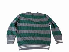 Hanna Andersson Kids Size 4 Green Gray Striped Cotton Knit Sweater Preppy