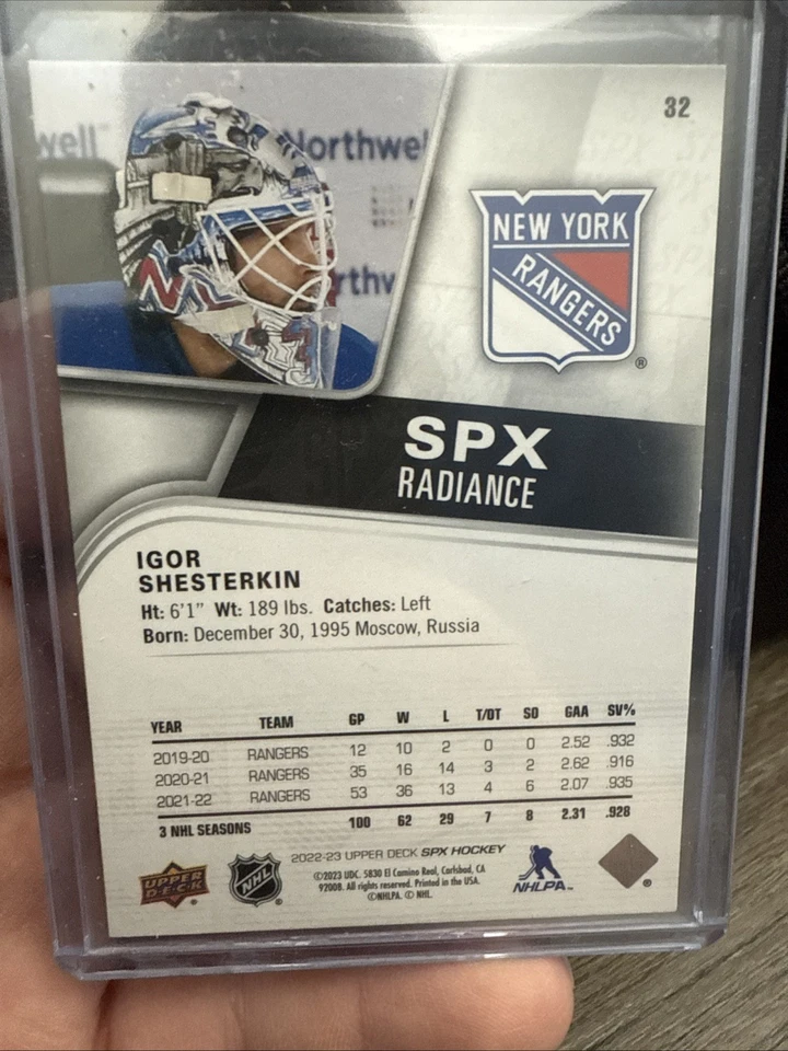 2022-23 SPx Igor Shesterkin #32 Radiance /100 New York Rangers - Image 2 of 2