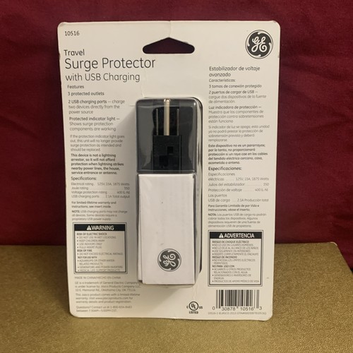 GE 10516 3 + 2 Travel Surge Protector 350 Joules with USB ports NEW - Picture 4 of 5