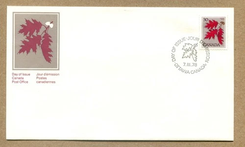 CANADA. WINTER LEAF, Red Oak .7-III-1978. 30¢ stamp First Day Cover FDC