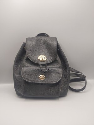 Coach Turnlock Rucksack Backpack Classic Black Pebbled  display picture 1