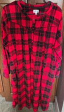 EUC - Aria 2X Long Sleeve Nightgown Red/Black Plaid Cozy/Soft Polyester/Spandex