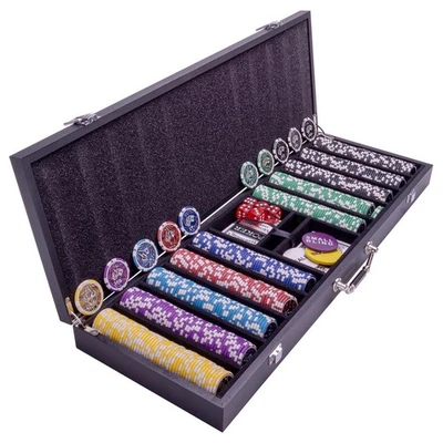 Pokerkoffer Holzkoffer Schwarz 500 Pokerchips abgerundet Wooden Black Edition - Bild 1 von 4