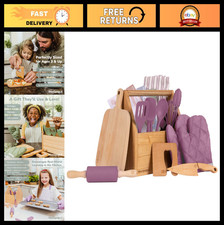 14-Piece Kids Cooking  Baking Set with Real Tools, Apron, Food-Grade Materials,