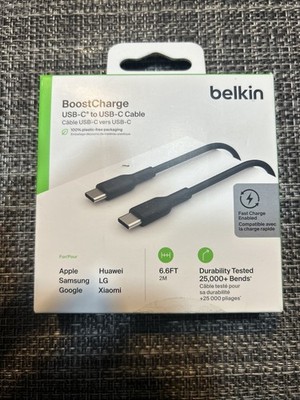 Belkin USB-C to USB-C Cable 6.6ft Charger for iPhone 16 15 Galaxy S25 Black