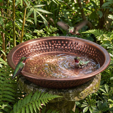 Tazón de baño para pájaros de cobre martillado de 12,8 pulgadas, reemplazo de tazón grande para baño para pájaros, Birdb