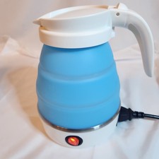 UpdateClassic 600ml Collapsible Travel Electric Kettle 600W Blue Silicone New