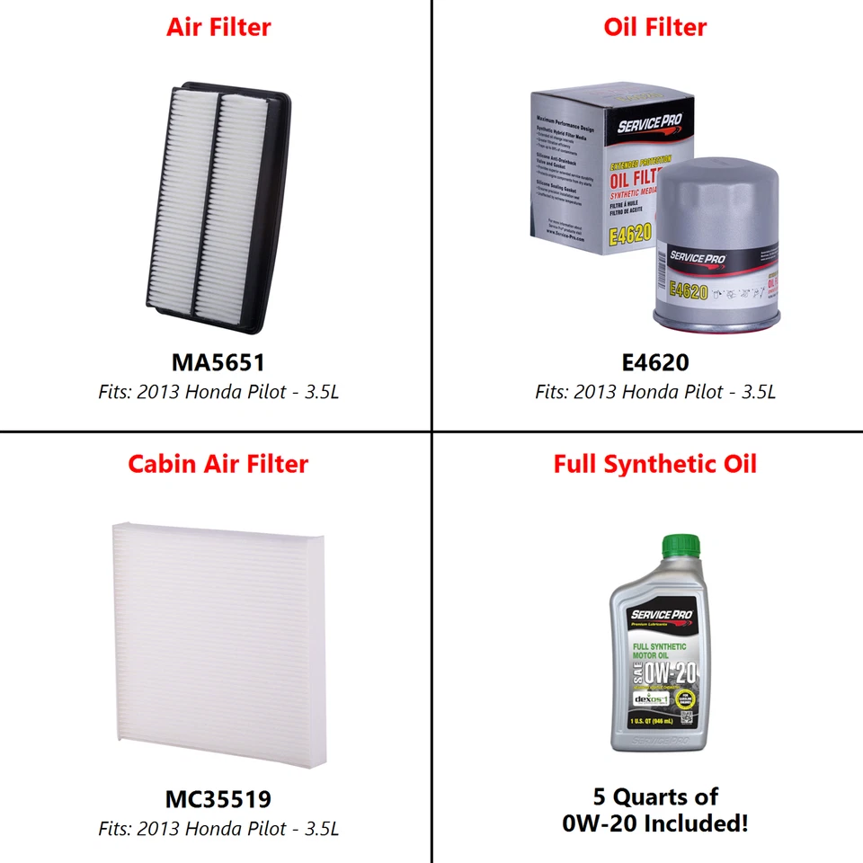 2013 Honda Pilot 3.5L Complete Oil, Air & Cabin Filter Kit (0W-20) - Image 2 of 4