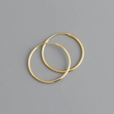 One Pair Sterling Silver 18K Gold Plated Vermeil Hoop Earring, Hoop Earrings 15
