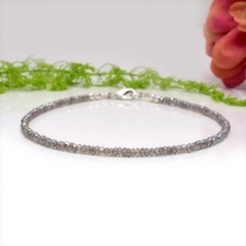 Natural Labradorite Gemstone Anklet Grey Blue Flash Crystal Beaded Jewelry Gift