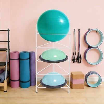 White Balance Ball Storage Rack Exercise Balls Holder for Half Ball & Yoga Ball