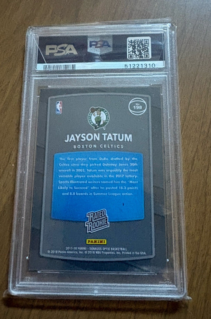 Jayson Tatum 2017 Panini Donruss Optic Rated Rookie PSA 9 Mint view 2