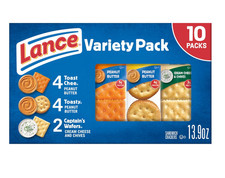 Lance Sandwich Crackers, Variety Pack, 3 Flavors, 10 Individually Wrapped Packs,