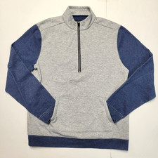 JOHNNIE-O Quarter Zip Pullover Sweater Men's MEDIUM M Gray Blue Cotton Blend