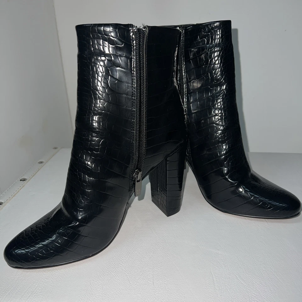 J. Renee Retro Negro Cuero Tobillo Serpiente Mujer Botas Talla 7,5 Foto 3 de 4