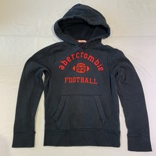 Abercrombie Kids Boys Black Football Hoodie Large Embroidered