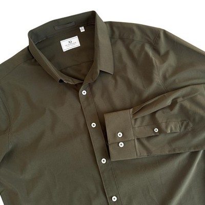 7Diamonds Medium Olive Green Liberty 4-Way Stretch Long Sleeve Men's Shirt