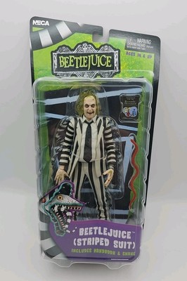 NECA Beetlejuice Striped Suit 7'' Action Figure w/Handbook & Snake Brand New 