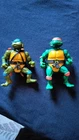 Vintage 1988 TMNT Leonardo Michelangelo Action Figure Lot of 2 with Weapons