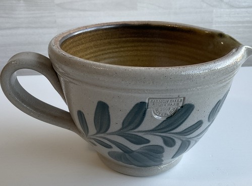 Salmon Falls Stoneware 3 Cup Batter Bowl Green Pennsylvania 2008 Signed - Picture 5 of 12