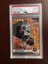 2021 Panini Mosaic Justin Fields Orange Reactive Rookie PSA 10