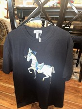 New Hermes T-shirt Black Short Sleeve Horse