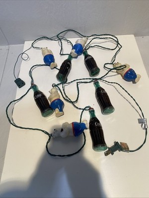 Vintage Coca-Cola String Lights Blow Mold Polar Bear Coke Bottle Christmas Party