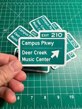 Deer Creek Music Center Road Sign - Laminated Vinyl Sticker - 2.5"x3" 