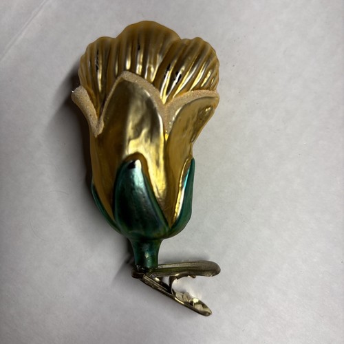 Vintage German Clip Gold Lotus Flower Ornament - Bild 2 von 2
