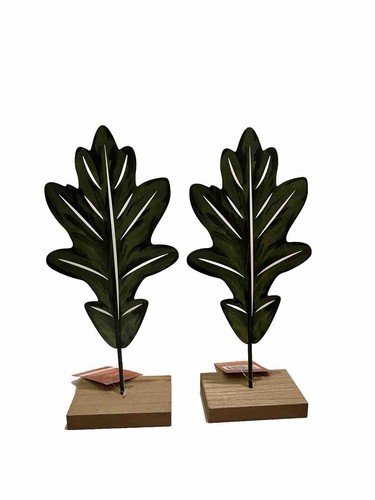 Green Oak Leaf Tabletop Decor By Ashland 2 Piece - Picture 3 of 3