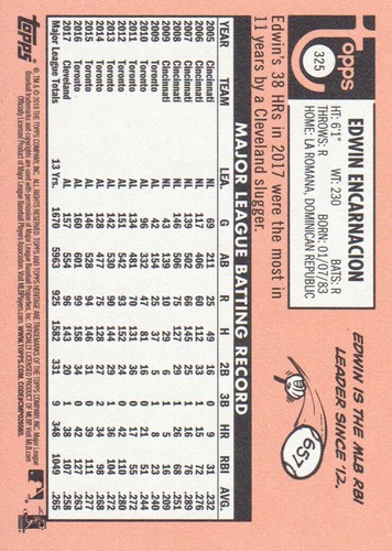 2018 Topps Heritage Baseball #325 Edwin Encarnacion - Picture 2 of 2