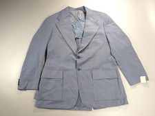 Vintage Men's Leisure Suit 44 Coat Polyester Blazer Sport Blue White Disco NWT