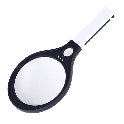 Hand-Held 2X/10X Loupe Lens Magnifying Glass Racket Shape Magnifier With 4LED UV - Picture 3 of 10