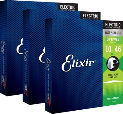Elixir Electric Optiweb Light 3er-Set E-Gitarre Saiten Beschichtet 010-046