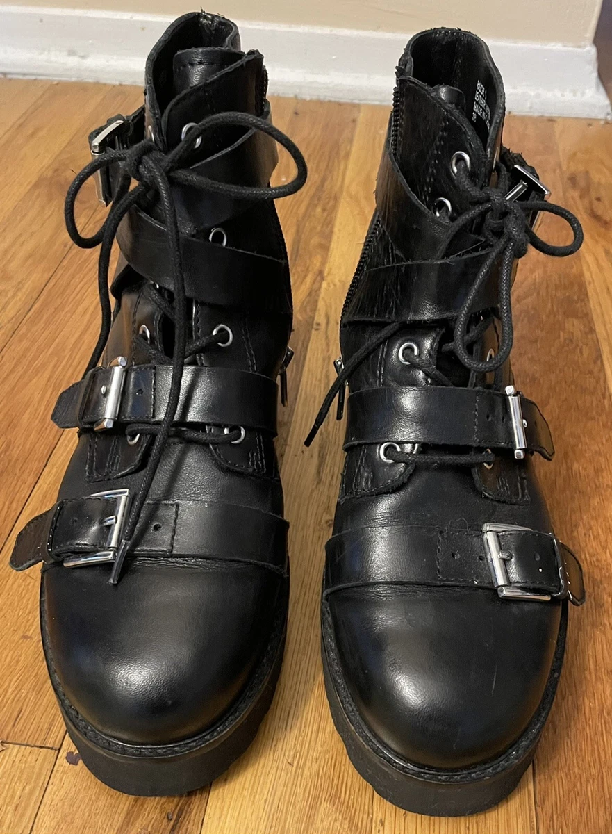 Ash razor black leather clearance boot