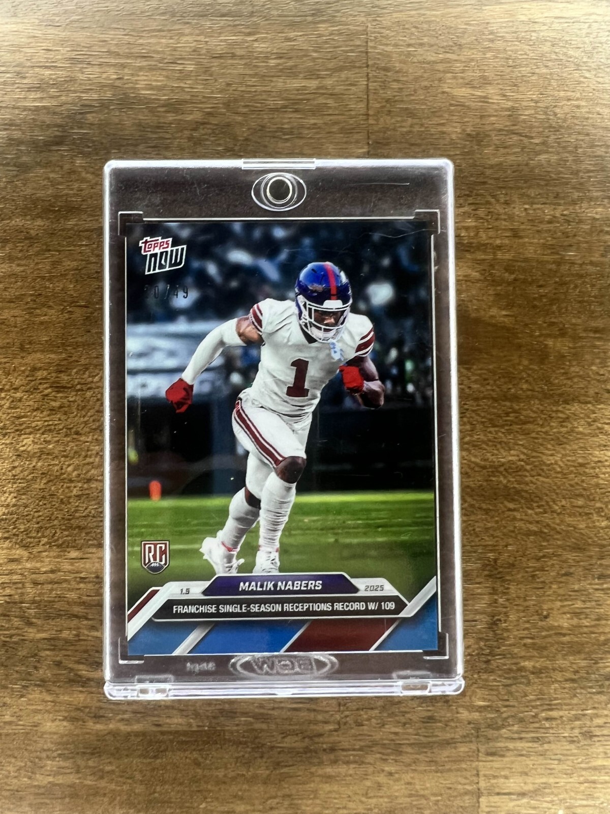 Malik Nabers RC Giants 2024 Topps NOW Football Card 21 BLUE Parallel /49