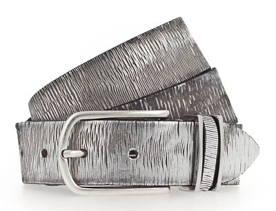 b.belt Cuno Silver Vollledergürtel W75 Gürtel Anthracite Grey - Silver Metallic