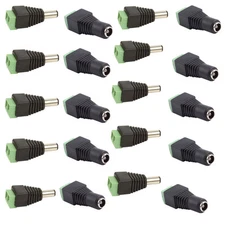 10 Pairs Male and Female 2.1x5.5mm DC Power Plug Jack Adapter Connector for CCTV
