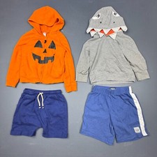 Boys 2 Outfits Bundle Size 4-5 Halloween Shark Hoodies Shorts Clothing Lot 4